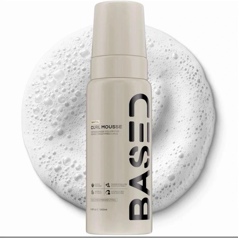 BASED Curl Mousse - Instant‎ Volume & Definition 6.8 Fl Oz (Pack of 1), White